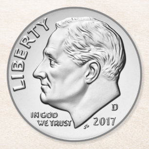 Roosevelt Dime Round Paper Untersetzer