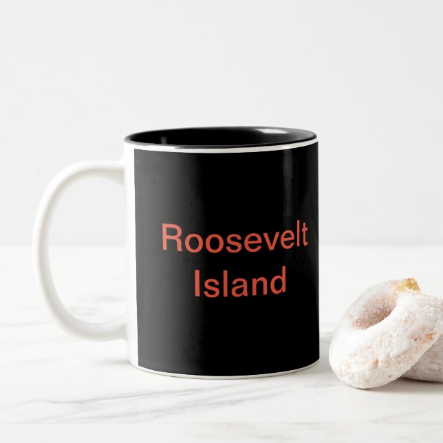 Roosevelt-Insel-Rot-Tasse Zweifarbige Tasse (Mit Donut)