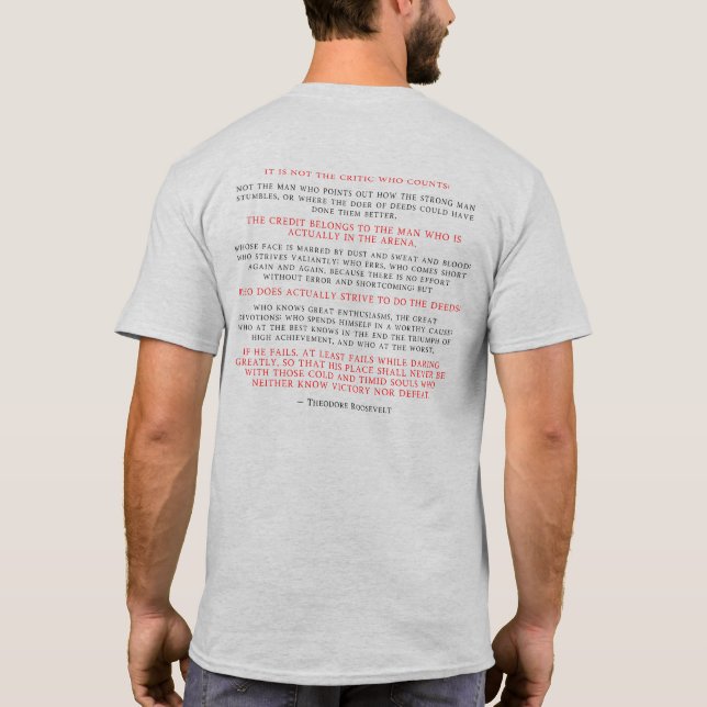 Roosevelt Man in the Arena Warrior Graphic in Gray T-Shirt (Rückseite)