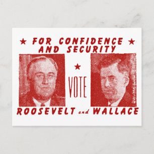 Roosevelt + Wallace, rot Postkarte