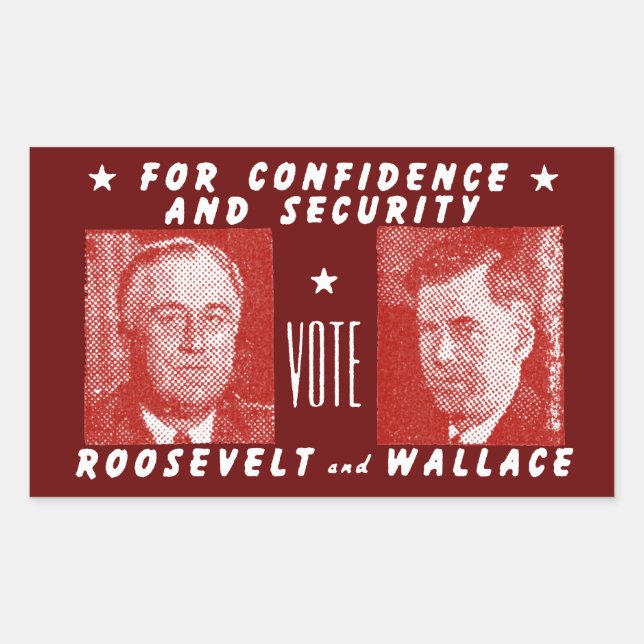 Roosevelt + Wallace, rot Rechteckiger Aufkleber (Vorderseite)