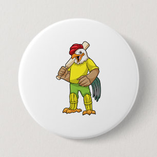 Rooster als Batsman mit Cricket Fleet Button