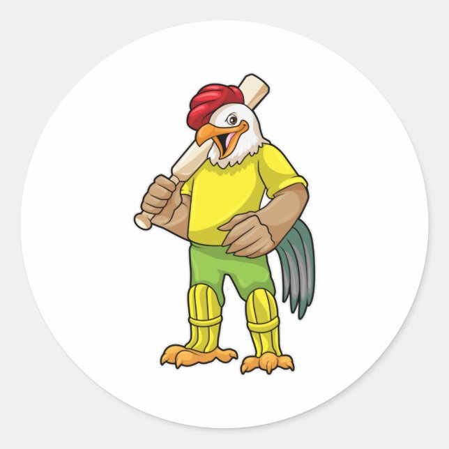 Rooster als Batsman mit Cricket Fleet Runder Aufkleber (Vorderseite)