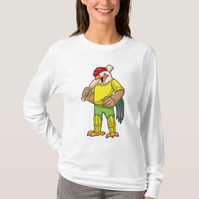 Rooster als Batsman mit Cricket Fleet T-Shirt (Vorderseite)
