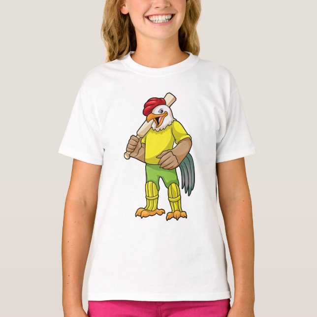 Rooster als Batsman mit Cricket Fleet T-Shirt (Vorderseite)