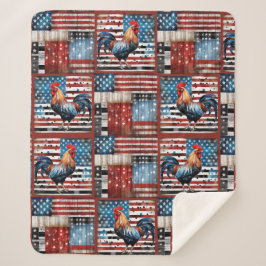 Rooster American Flag Folk Art Quilt Sherpadecke