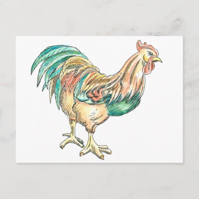 Rooster Art Postkarte (Vorderseite)