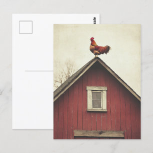 Rooster auf dem Dach Postkarte