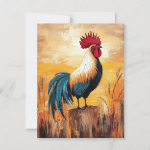Rooster auf einer Post-Oil-Malerei Postkarte