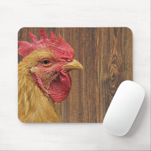 Rooster auf Stallholz Mousepad