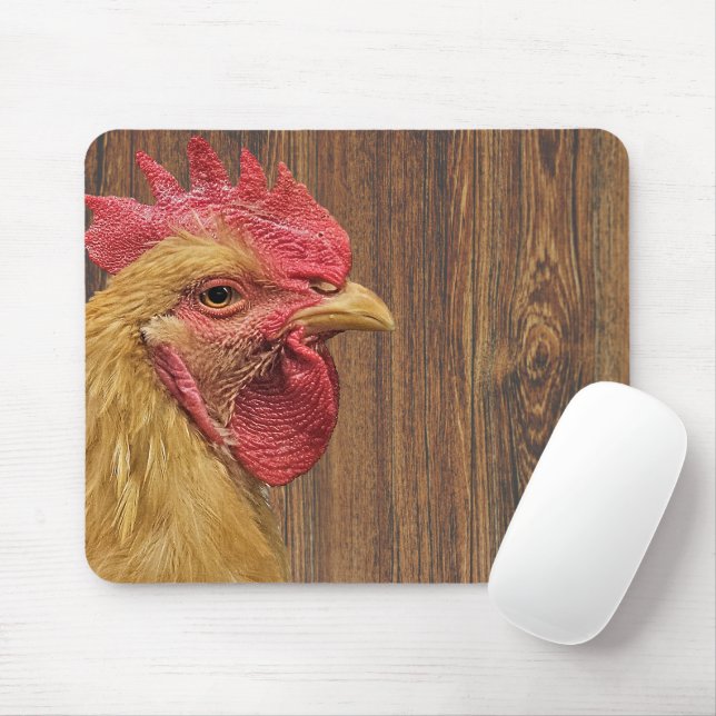 Rooster auf Stallholz Mousepad (Mit Mouse)