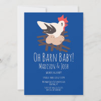Rooster Barn Animals Farm Baby Dusche Art Blue