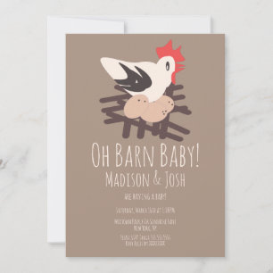 Rooster Barn Animals Farm Baby Showart Einladung