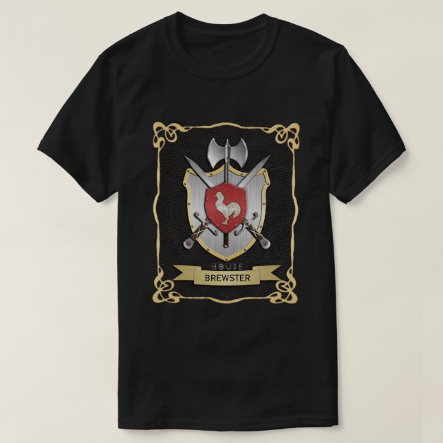 Rooster Battle Wappen Sigil Black T-Shirt (Design vorne)