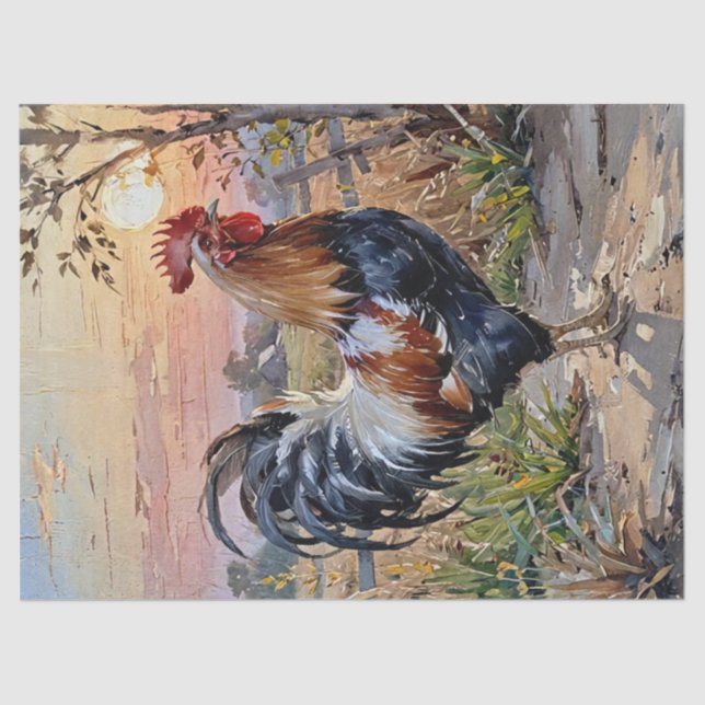 Rooster bei Sunrise Seidenpapier (Vorderseite)