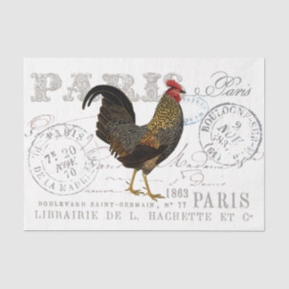 Rooster Bird Farmhouse Französisch Script Decoupag Seidenpapier
