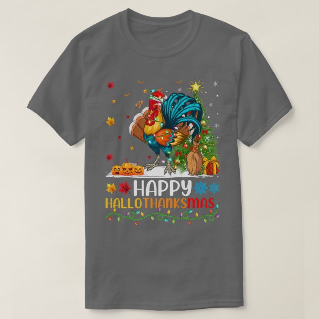 Rooster Bird Lover Funny Rooster HelloDankeMas T-Shirt (Design vorne)