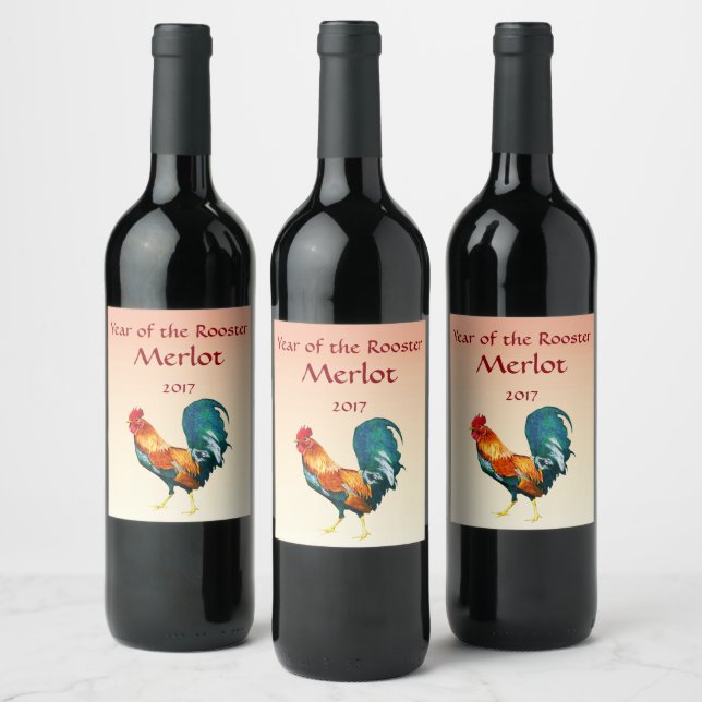 Rooster Bird Wine Label Weinetikett (Flaschen)