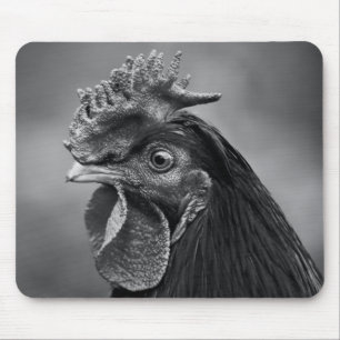 Rooster Black and White Mousepad
