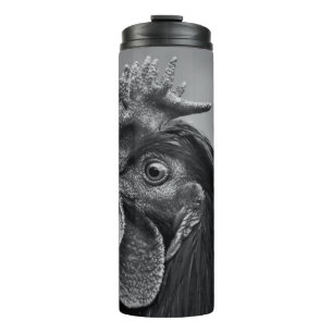 Rooster Black and White Thermosbecher