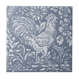Rooster Blaue Botanische Delft Malerei Fliese