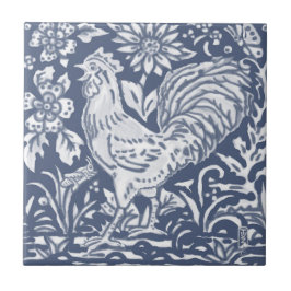 Rooster Blue White Botanical Delft Denim Faces L Fliese