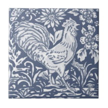 Rooster Blue White Botanical Delft Denim Keramik T