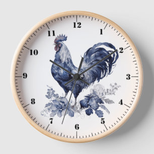 "Rooster" Blue Willow Style Uhr