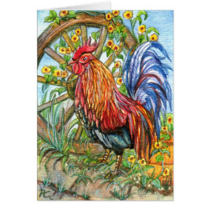 Rooster by Wheel Garden