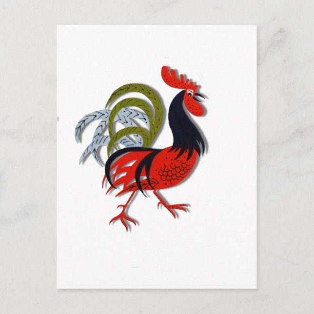 Rooster-Cartoon animiert Red Customized Postkarte (Vorderseite)