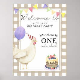 Rooster Chick 1. Geburtstag Party Poster