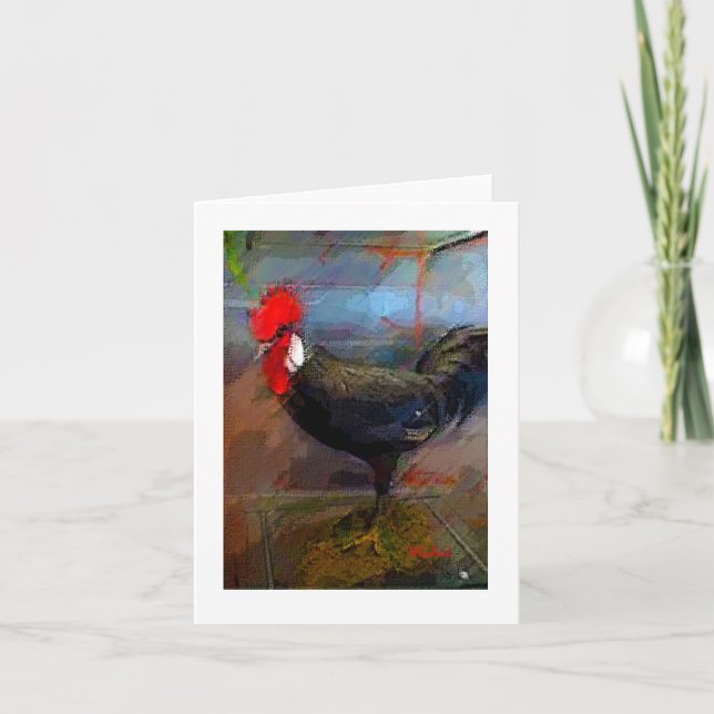 Rooster Chicken Art Print Note Card Blank Karte (Vorderseite)