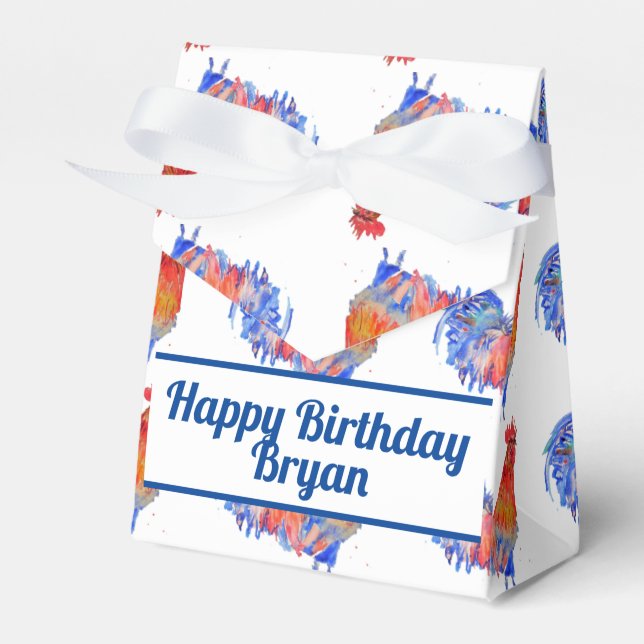 Rooster Chicken Birthday Animal Cake Fevor Box Geschenkschachtel (Vorderseite)