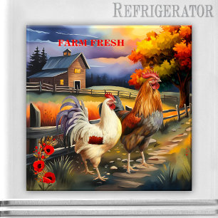 Rooster Chicken Farm Landküche Magnet