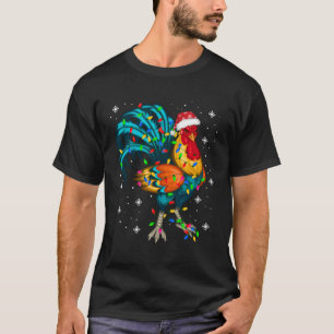 Rooster Chicken Weihnachtsbaum Weihnachtsmannmütze T-Shirt