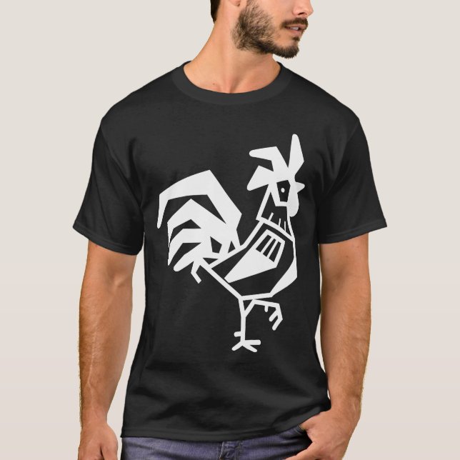 Rooster Chickens Bird Retro T-Shirt (Vorderseite)