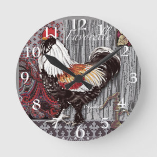 Rooster clock runde wanduhr