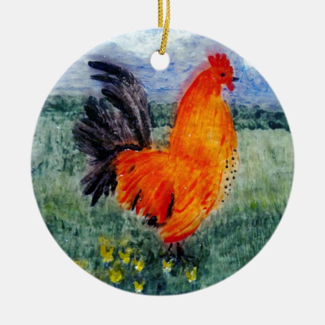 Rooster Cockerel Art Chicken Keramikornament (Vorne)