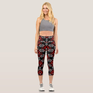 Rooster Cockerel Skandinavien Folklorekunst Capri Leggings