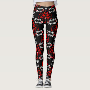 Rooster Cockerel Skandinavien Folklorekunst Leggings