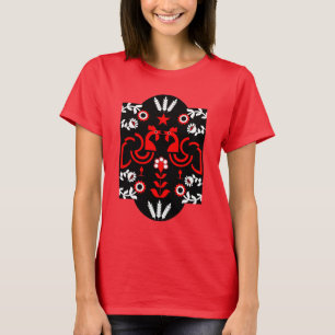 Rooster Cockerel Skandinavien Folklorekunst T-Shirt