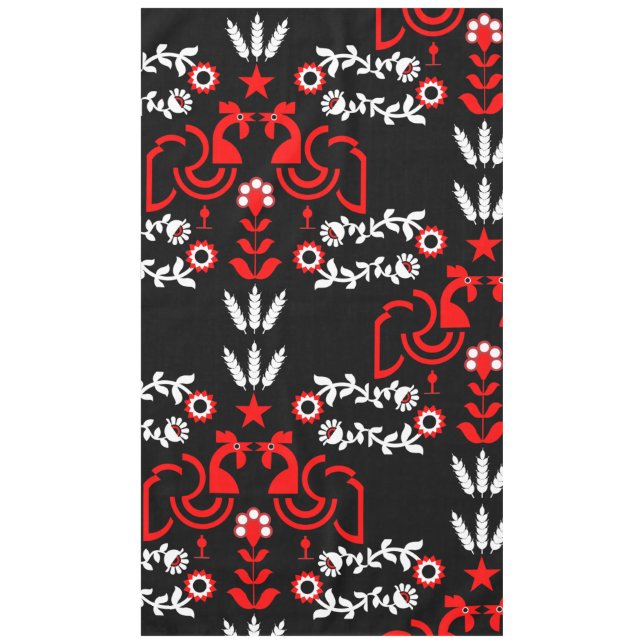 Rooster Cockerel Skandinavier Folklorekunst Tischdecke (Vorderseite)