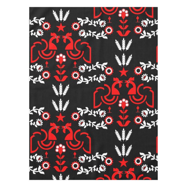 Rooster Cockerel Skandinavier Folklorekunst Tischdecke (Vorderseite)