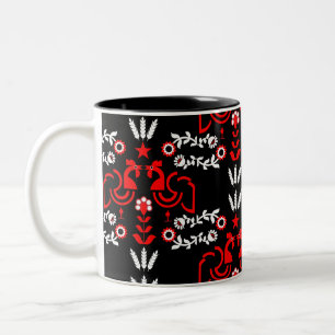 Rooster Cockerel Skandinavier Folklorekunst Zweifarbige Tasse