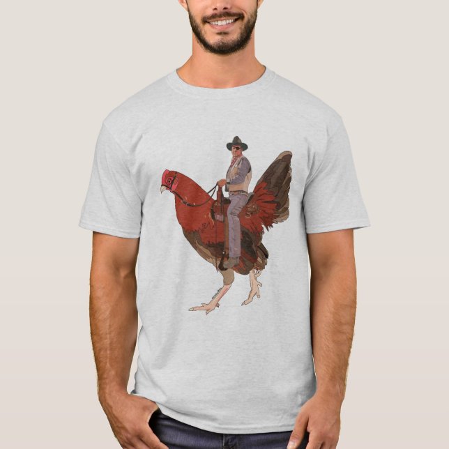 Rooster Cogburn auf einem Rooster T-Shirt (Vorderseite)
