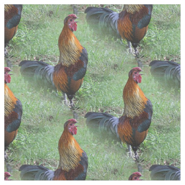 Rooster Crowing Animal Nattern Muster Stoff (Nahaufnahme)