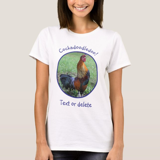 Rooster Crowing Cockadoodledoo Funny  T-Shirt (Vorderseite)