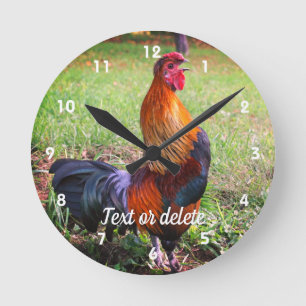 Rooster Crowing Farm Animal Personalized Runde Wanduhr