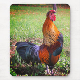 Rooster Crowing Nature Mousepad