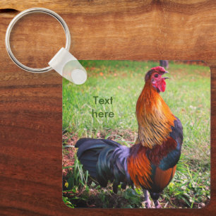 Rooster Crowing Nature Personalisiert Schlüsselanhänger
